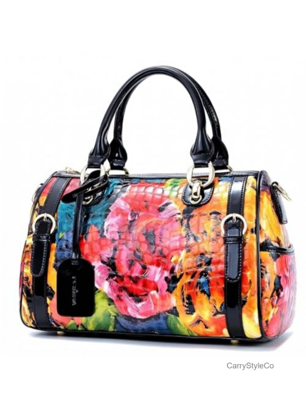 Genuine Leather Satchel Handbag with Adjustable Strap, 7 Pockets, Top Handle